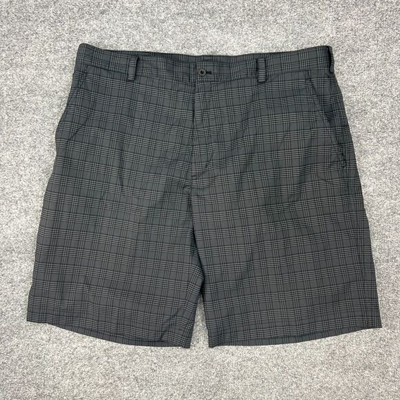 Nike Golf Shorts Mens 40 Gray Plaid Flat Front Stretch Moisture Wicking Chino - Picture 2 of 11
